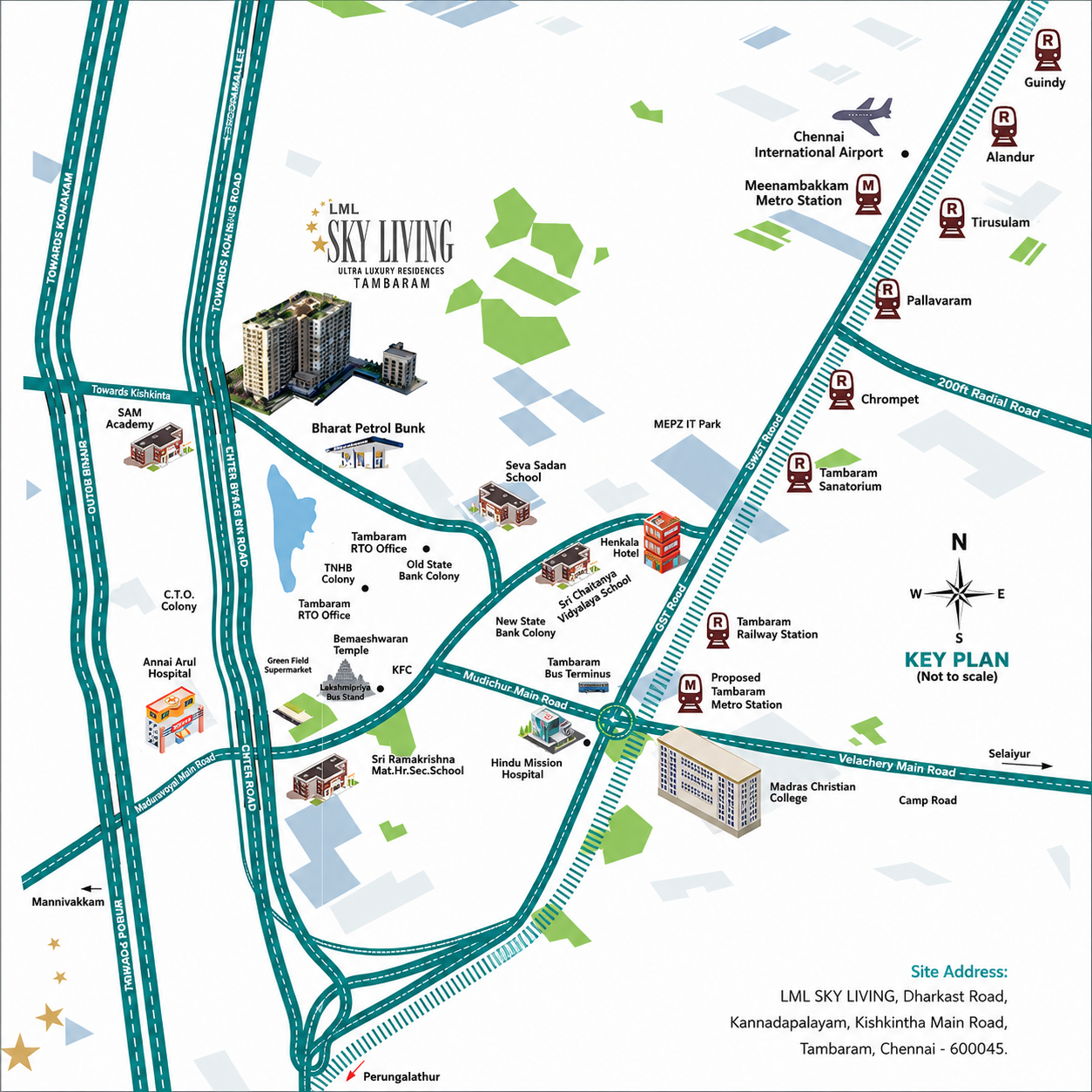 LML Sky Living connectivity map showing nearby landmarks